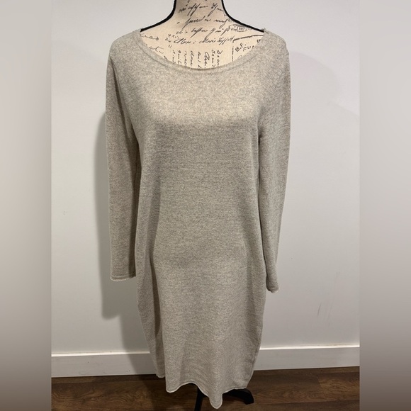 Anthropologie Moth Long Sleeve Thin Sweater Dress  Crossback Beige Size Small - Picture 12 of 12